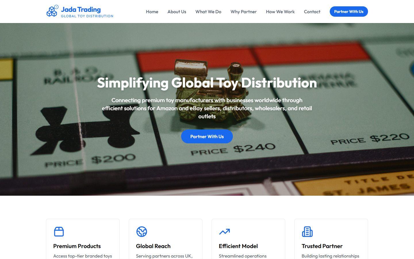 Jada Trading homepage: Simplifying Global Toy Distribution